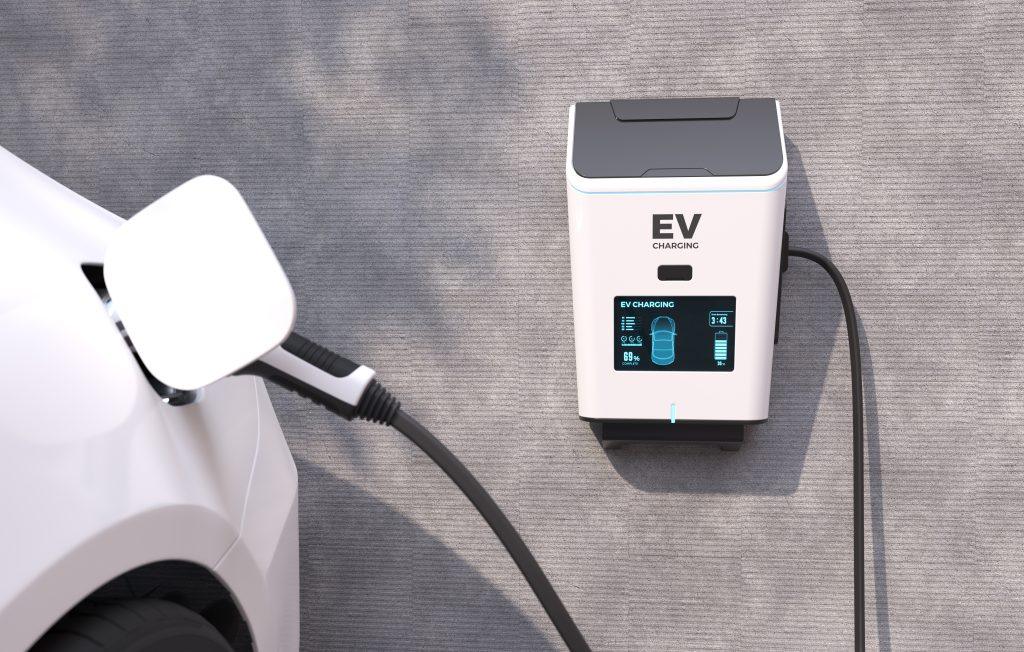 Carregador wallbox: estação de recarga residencial ou comercial fixada na parede para carro eletrico